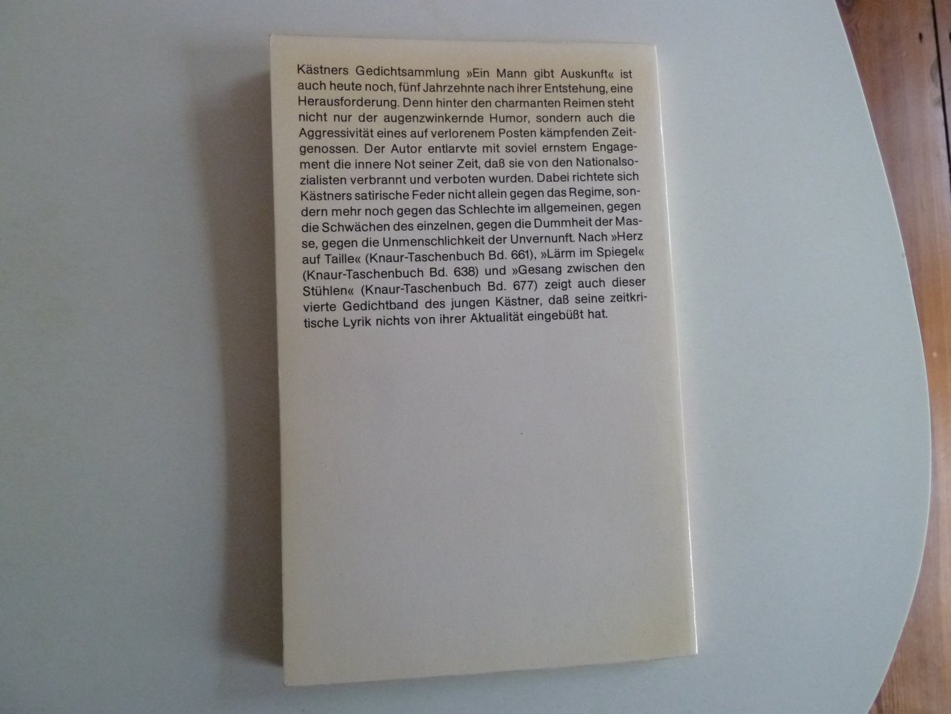 Erich Kästner Ein Mann gibt Auskunft Zeichnungen von Erich Ohser Taschenbuch Knaur Verlag 1980
