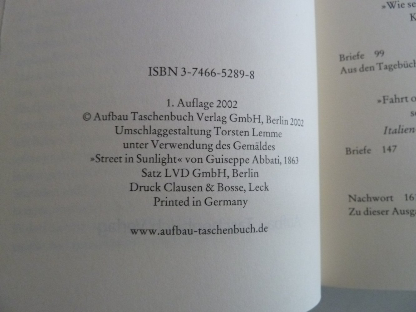 Theodor Fontane Eine Sehnsucht im Herzen Impressionen aus Italien Aufbau Verlag Taschenbuch TOP