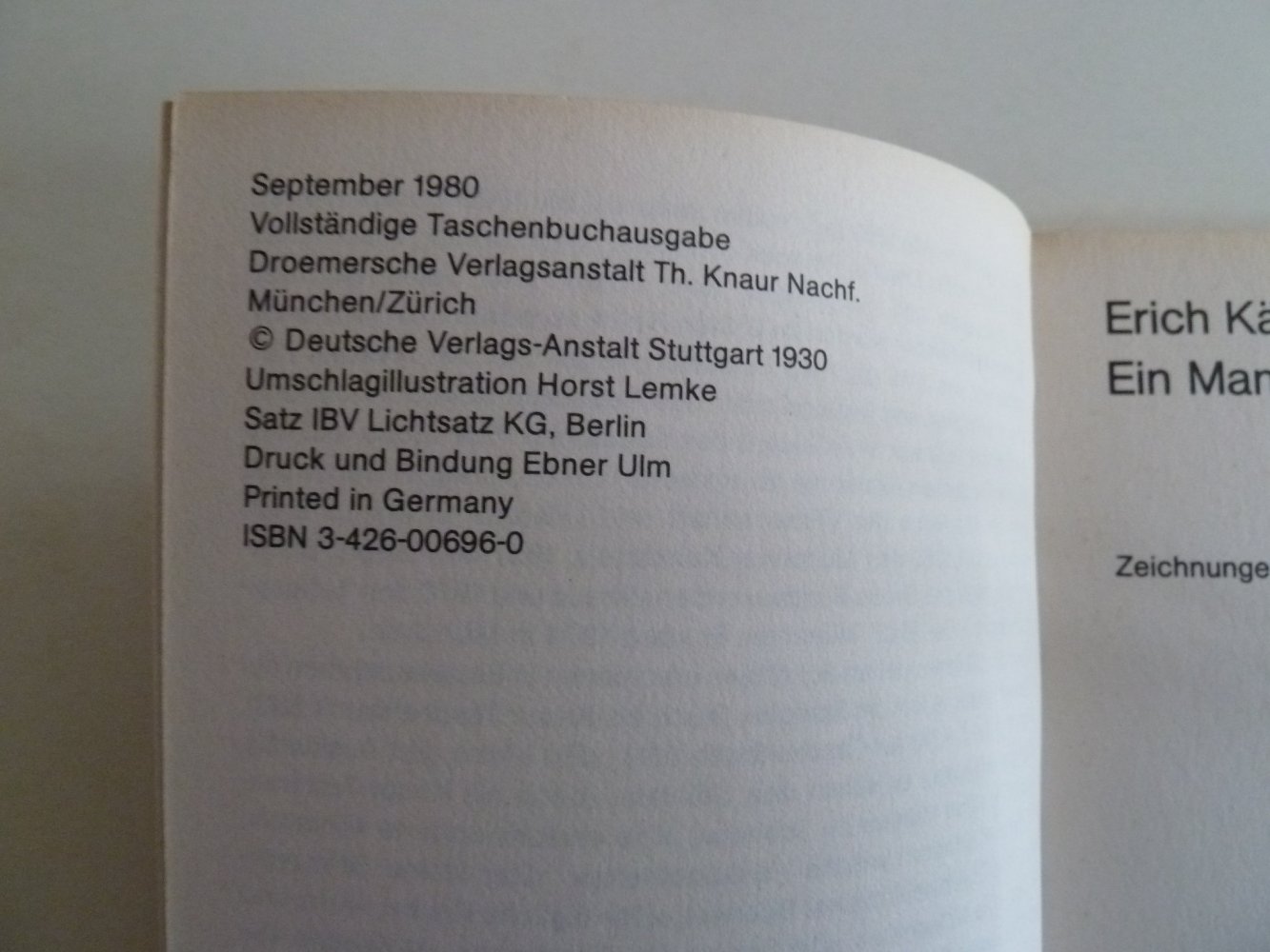 Erich Kästner Ein Mann gibt Auskunft Zeichnungen von Erich Ohser Taschenbuch Knaur Verlag 1980