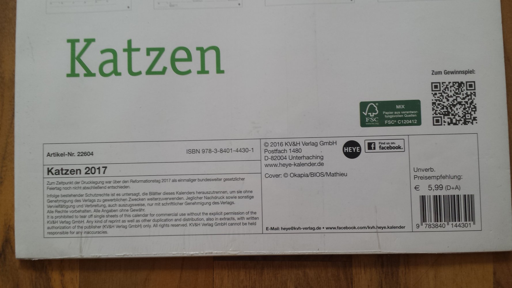 Katzen Kalender Wandkalender