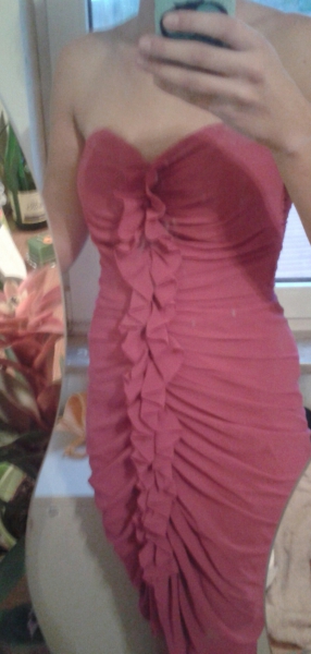 gerafftes pinkes Abendballkleid, Abiball, Brautjungfer