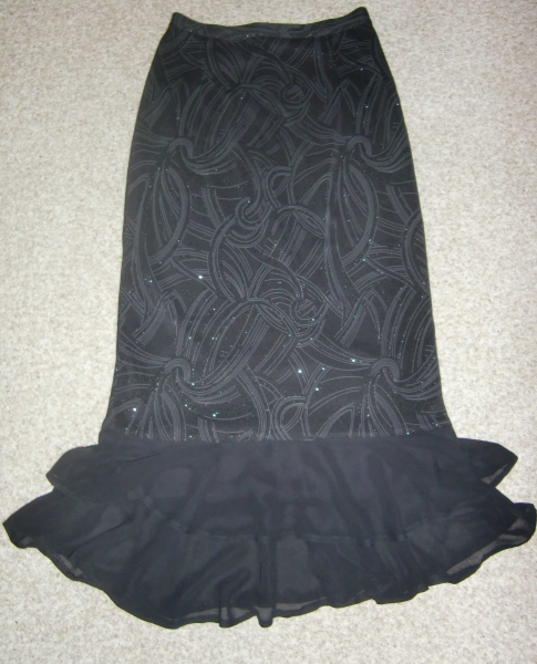 Festlicher, femininer Rock, schwarz, silber