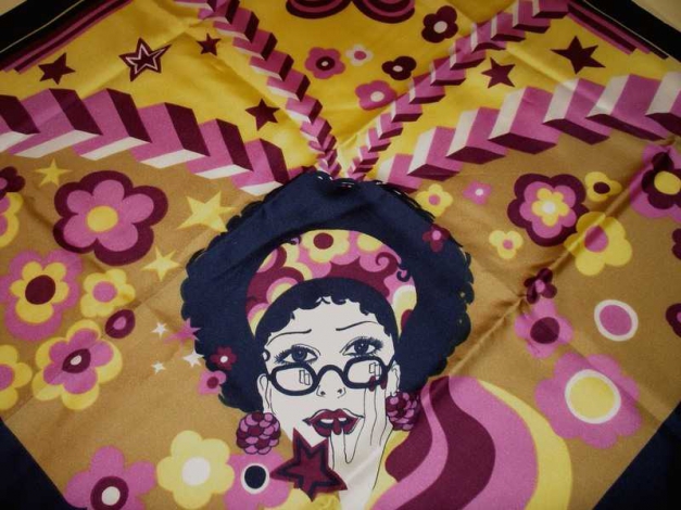 Großes Retro-Seidentuch/ Halstuch/ Schal