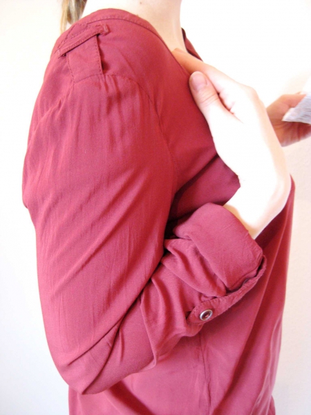 Edle luftige Tunika-Bluse, Langarm mit aufrollbaren Ärmeln, weinrot, Esprit, Gr. 36/38