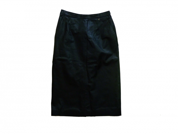 Wadenlanger highwaist vintage K.K. Berlin Lederrock Gr. 42 mit Schleifenverzierung