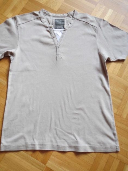 T-Shirt,beige,Kurzarm,2-1-Optik,Gr.40/M
