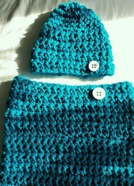 Strickschal mit Mütze, Set, Rundschal, Schlauchschal, Loop