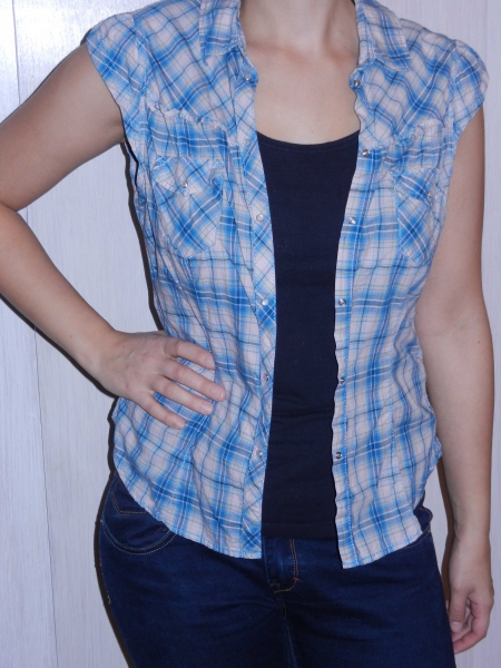 Blau-karierte Bluse von H&M