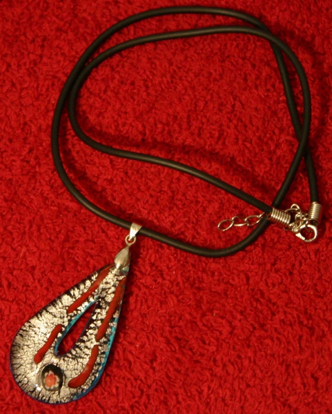 Kette mit echtem Murano Glas Anhänger Silber Türkis