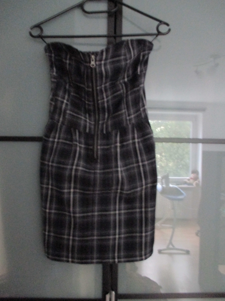 kariertes Kleid grau-blau