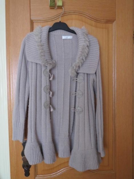 Strickjacke(lang),beige,Kragen