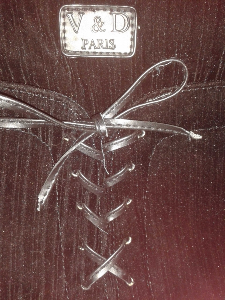 Cord Handtasche, Corsagen-Optik