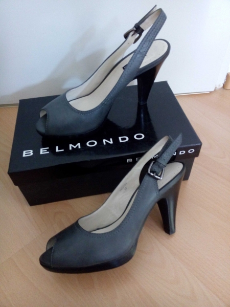 NEU! Belmondo Peeptoe, Slingpumps, Sandalette in einem, Leder, grau