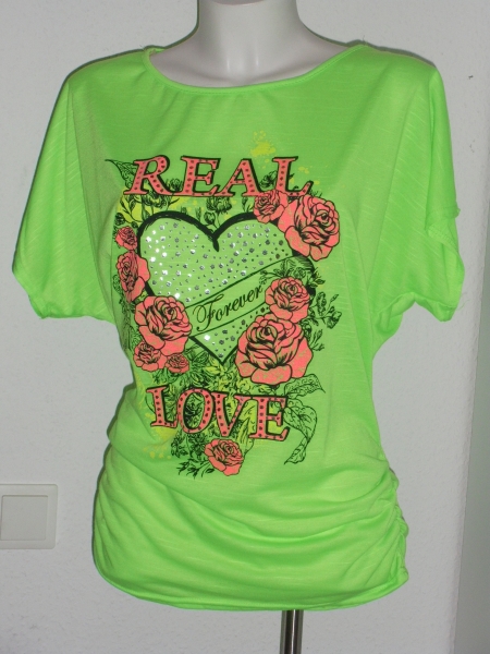 Cooles Shirt  Neon Grün mit Druck Gr. 38 Neu