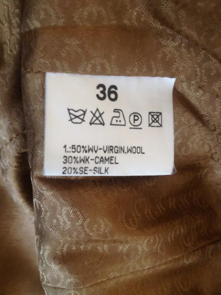 Escada Mantel beige nude braun S 36 Wolle Seide Wollmantel