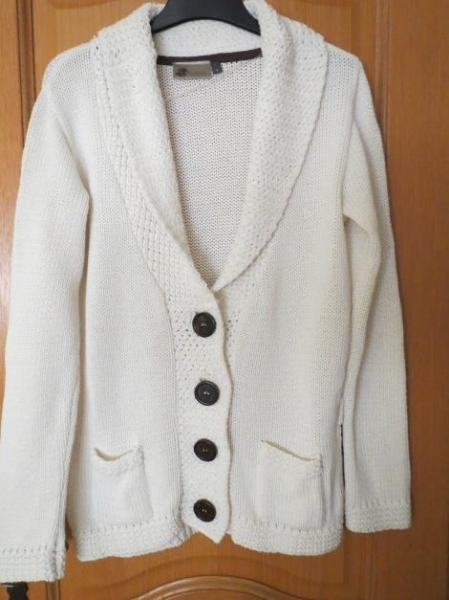 Strickjacke,weiß,Schalkragen