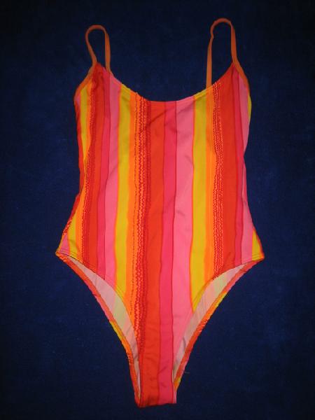 Badeanzug mit Perlen String Monokini 34 36 XS S CUP B bunt Neon