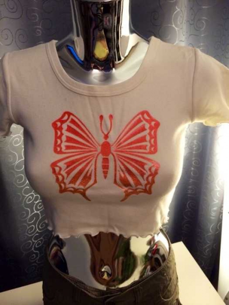 Top Bauchfrei Schmetterling Gr. 146/152 +