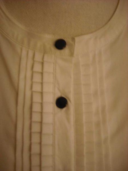 Smoking-Bluse, weiss, Falten, tailliert