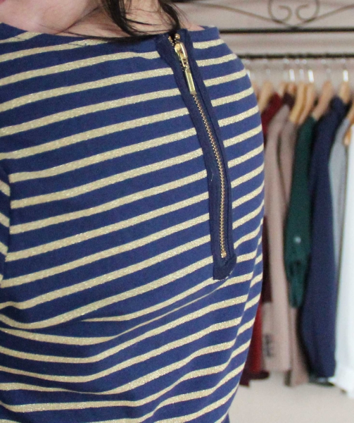 gestreifter Gold Pullover