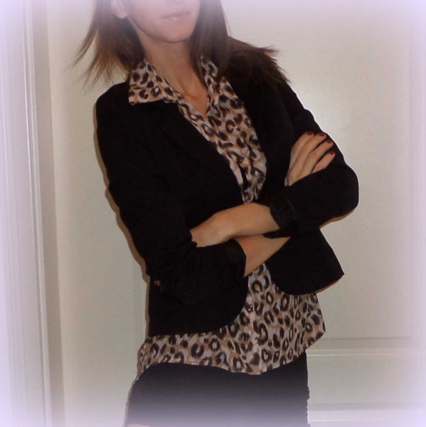 Vokuhila Leoparden Bluse von H&; 36 / S 3/4 Ärmlig 