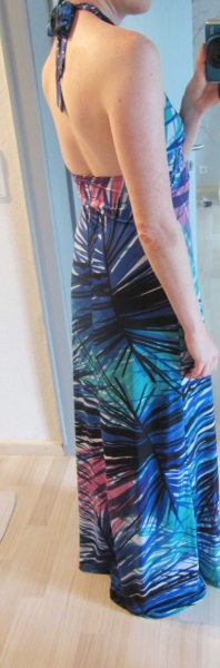 Asos Maxikleid Palmen print Neckholder 36 S XS türkis Strand