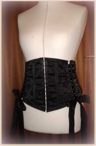*Neu* Unterbrust Corsage Schleifchen Schwarz Dark Ages Gothic