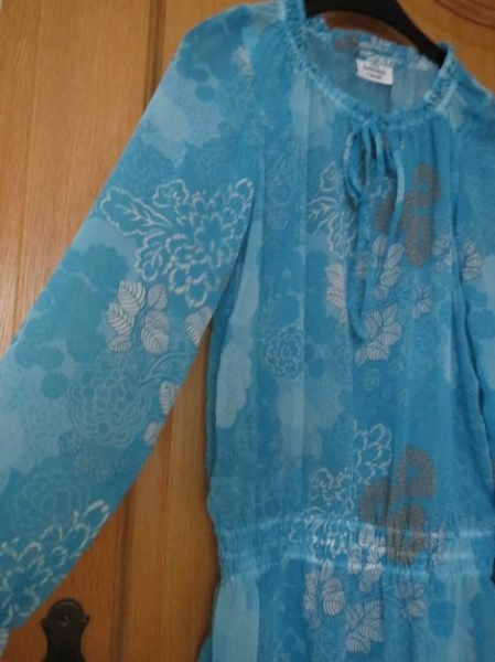 Sommerbluse/Tunika,blau-weiß,leicht transparent