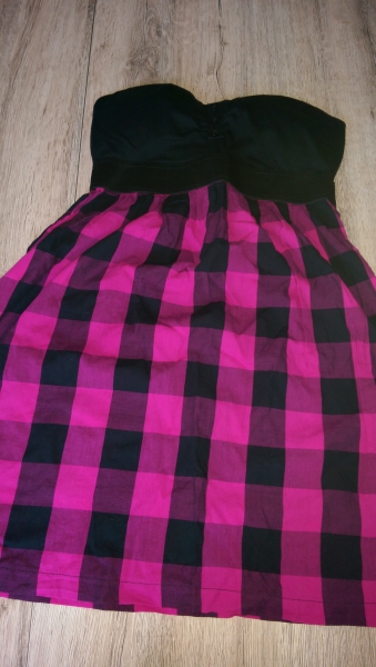 Schwarz - Pink kariertes sommerkleid 