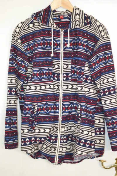 Aztekenmuster / Jacke / Rot / Weiß / Blau / Azteken