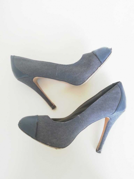 Bershka blaue Highheels/Pumps aus Stoff und Kunstleder Gr. 38