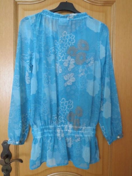 Sommerbluse/Tunika,blau-weiß,leicht transparent