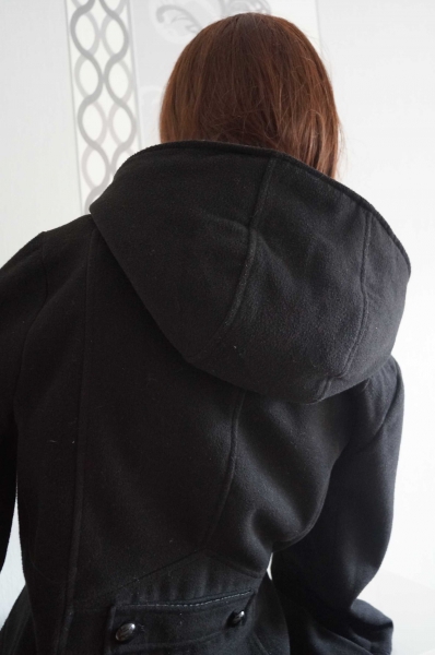 Mantel schwarz Military Militär mit Kapuze 42 XL