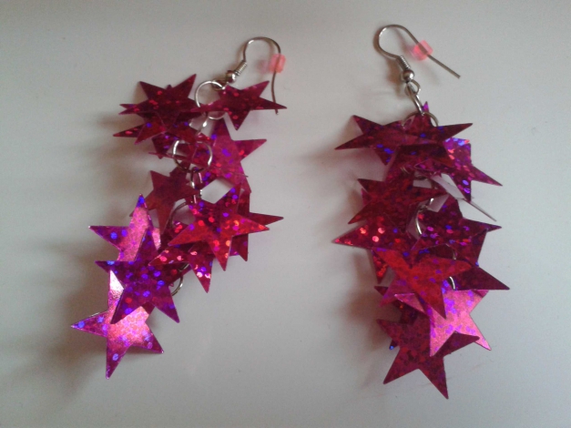 Glitzer Stern Ohrringe Pink