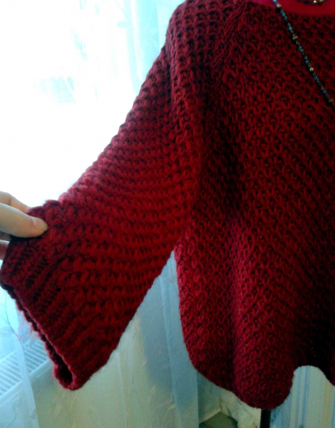 Warmer oversize - Wollpulli weinrot Gr. M / L