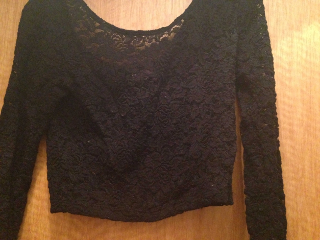 Langärmliges Spitzen Crop-Top