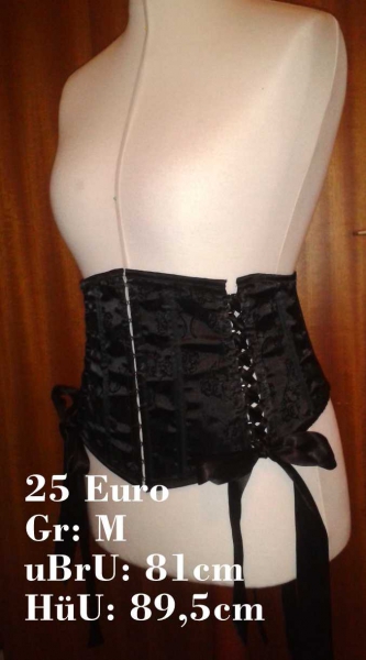 *Neu* Unterbrust Corsage Schleifchen Schwarz Dark Ages Gothic