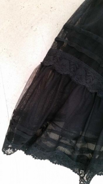 Gothic Punk Rock Schwarz Spitze Viskose Mehrlagig