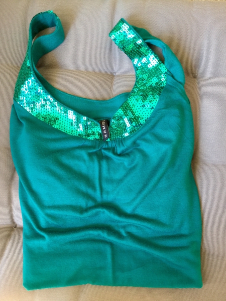 Tanktop Longtop Shirt Oberteil Tunika Petrol grün blau glitzer Pailletten Party elegant Amisu sexy Sommer 