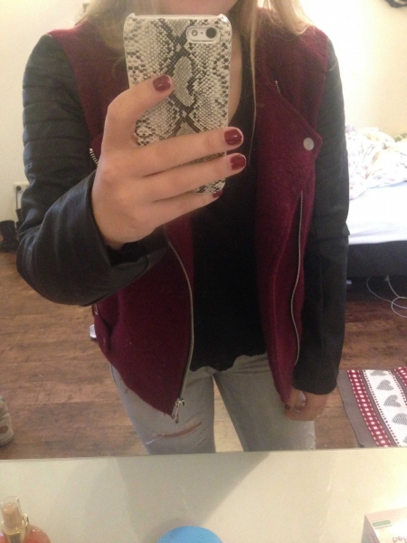 Bikerjacke mit Lederärmeln