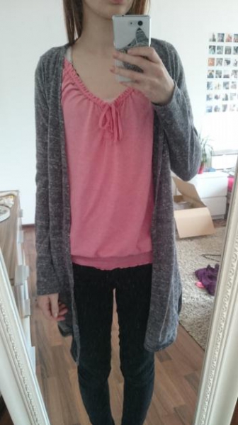 grau melierter Cardigan