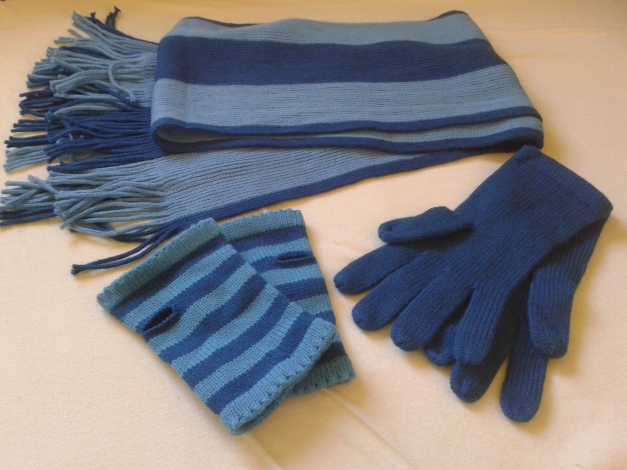 Komplettes Winter/Herbst Set. Schal, Handschuhe, Stulpen