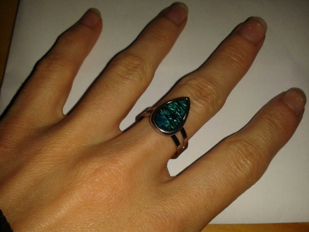 Ohrringe + Ring, Aqua