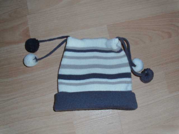 Mütze, beige-braun geringelt, KU 46/48