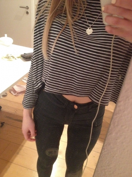 Highwaist Jeans Gina Tricot Molly dunkelblau, grau 