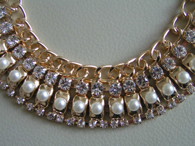 Traumhafte Statement Blogger Perlen Straß Kette Collier