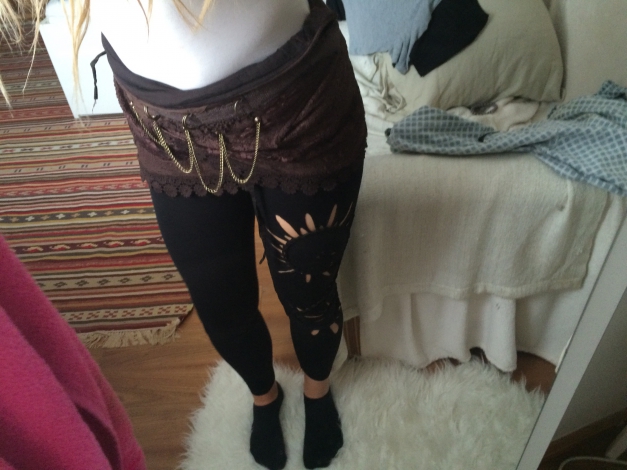 Goa Gürtel Wickelrock Zipfel Rock Braun beige naturfarben Goa Hippie Boho Indie  psychedelisch