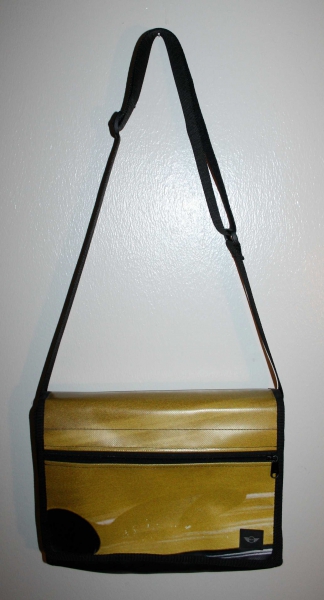 Mini Tasche BMW gelb Plane Planentasche Mini Cooper Umhängetasche Autogurt LKW Plane Hack Taschen