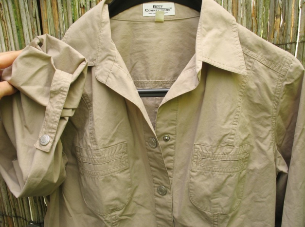 Taillierte Baumwollbluse beige-grau