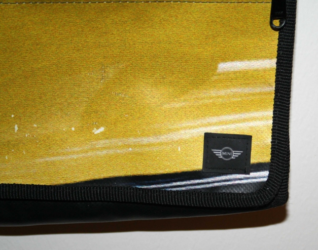 Mini Tasche BMW gelb Plane Planentasche Mini Cooper Umhängetasche Autogurt LKW Plane Hack Taschen